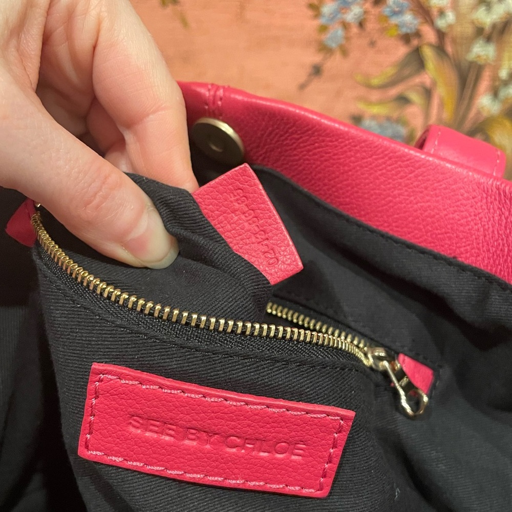 See By Chloé Hot Pink Leather Tote Shoulder Bag - Picture 11 of 13